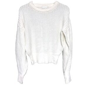 ZARA Cream Soft Knit Sweater XL Women Puff Sleeve Cozy Pullover Neutral Fall Top